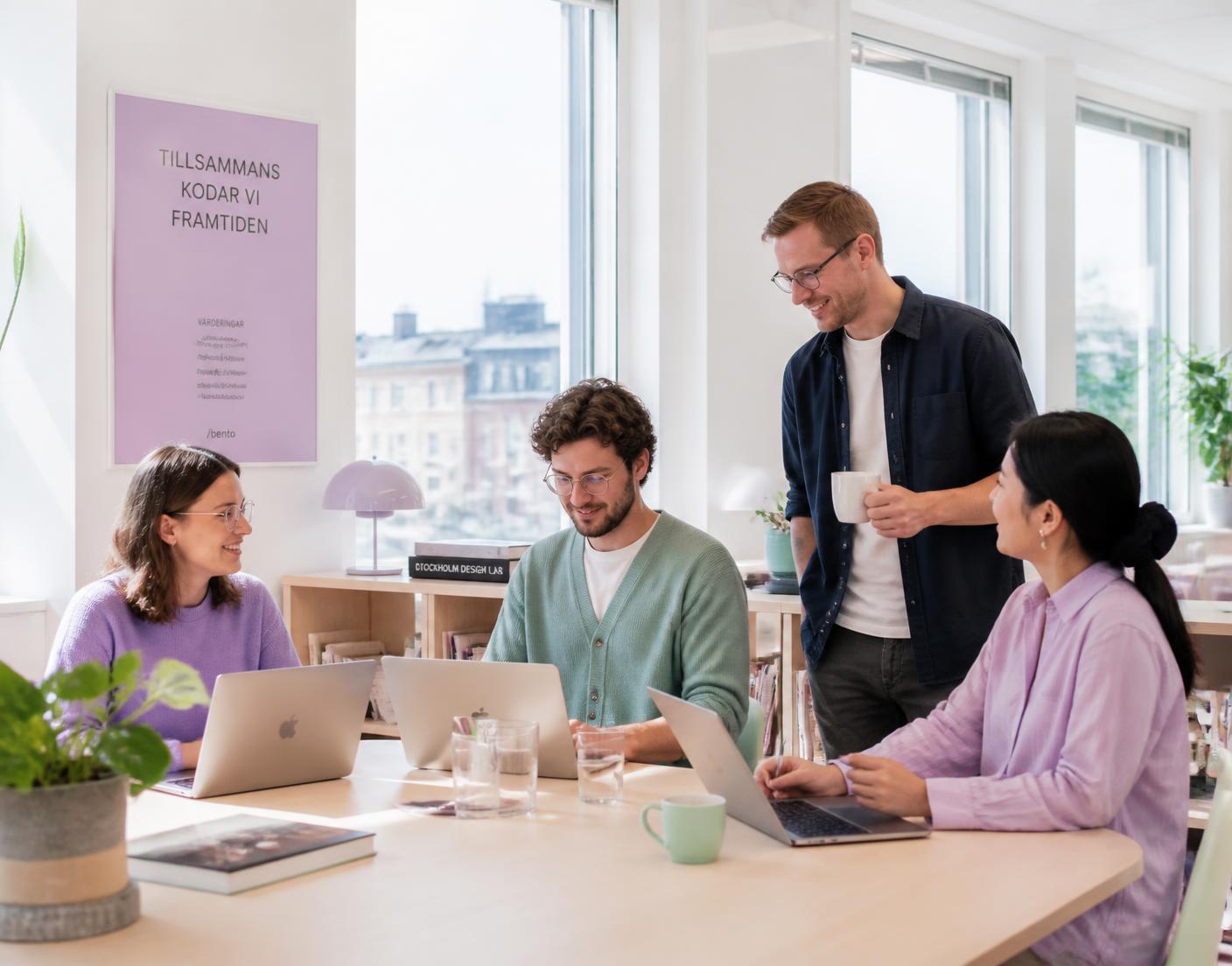 European engineering team collaborating in a bright Stockholm office